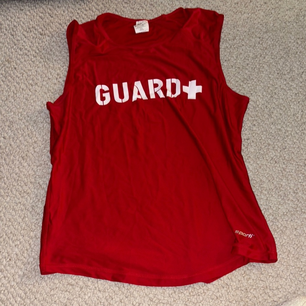 Official Red Lifeguard Tank Top/Rash Guard